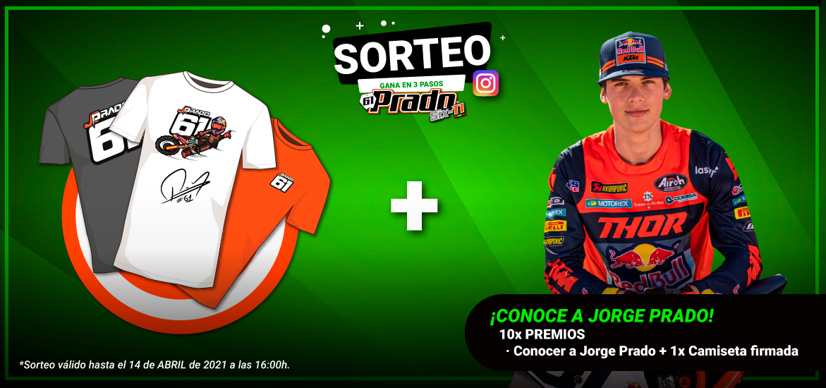 Nuevo sorteo GMX - Participa y gana una camiseta dedicada y un encuentro con Jorge Prado, bicampeón del mundo de motocross. ¿Te lo vas a perder?